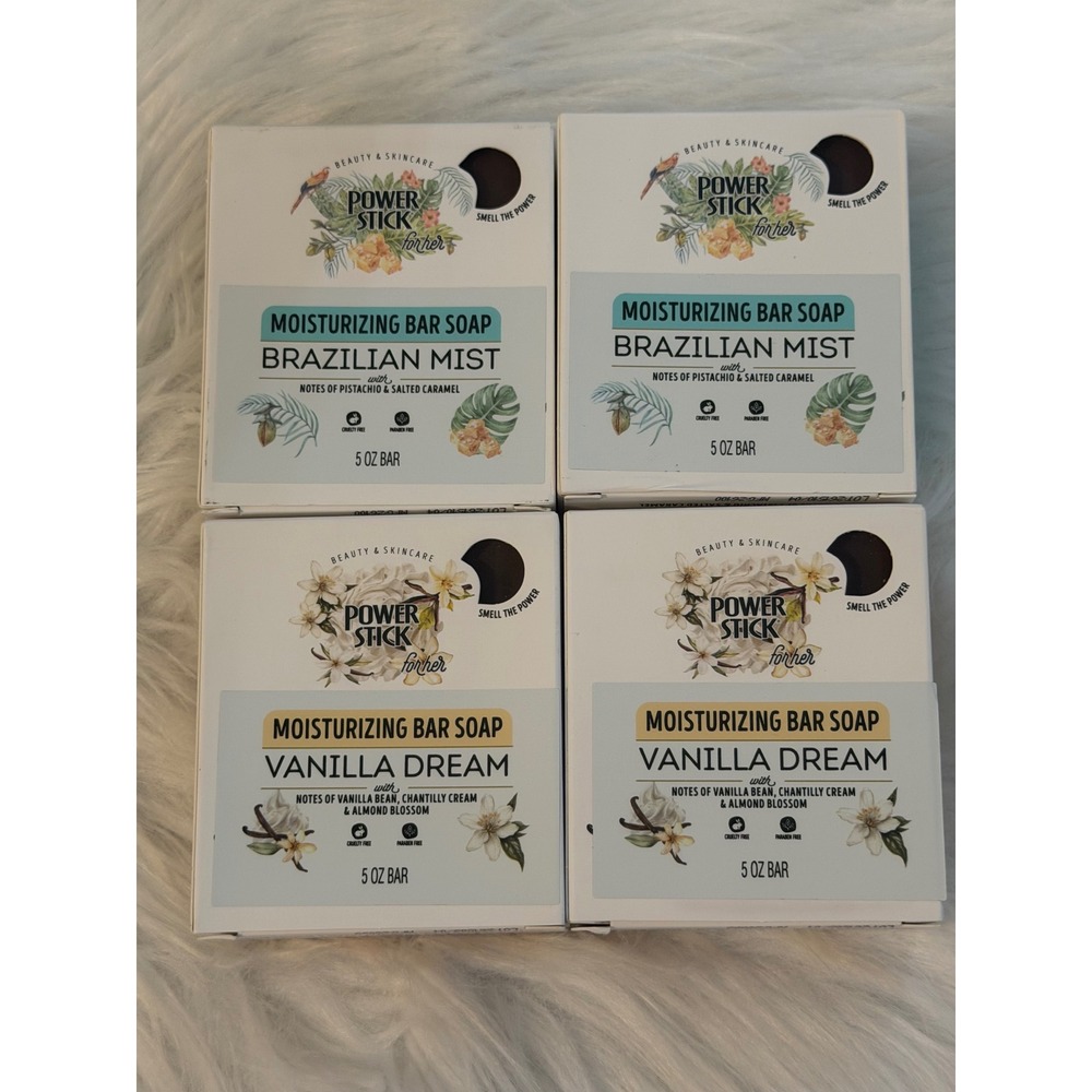 Power Stick for Her Moisturizing Bar Soap 4 Pack Brazilian Mist Vanilla Dream